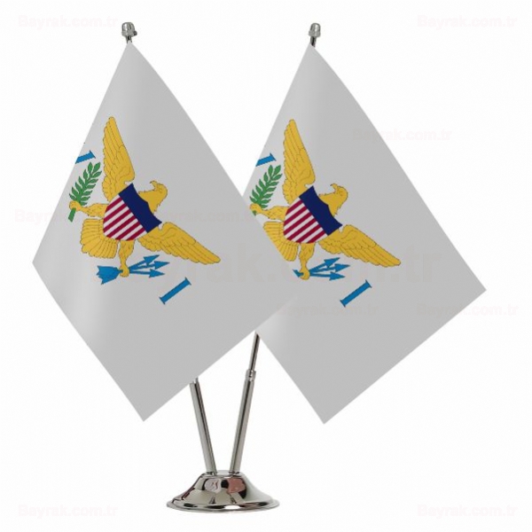 Amerika Birleik Devletleri Virjin Adalar 2 li Masa Bayraklar