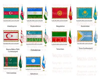 10 lu Türk Devlet Saten Makam Bayrakları