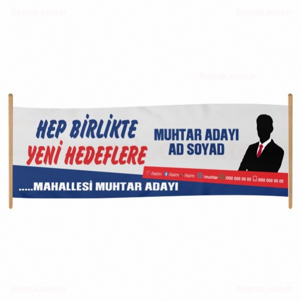 80x450 Vinil Branda Muhtar Aday Afileri