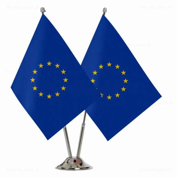 Avrupa Birlii 2 li Masa Bayraklar