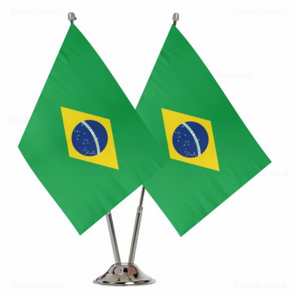 Brezilya 2 li Masa Bayraklar
