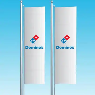 Dominos Pizza Dikey Çekilen Bayraklar