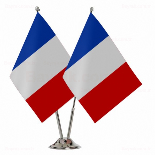 Fransa 2 li Masa Bayraklar