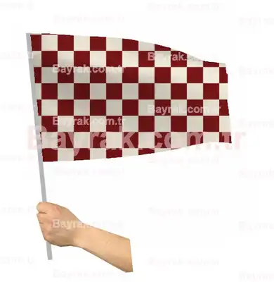 Bordo Beyaz Damalı Sopalı Bayrak