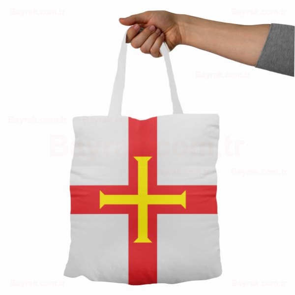 Guernsey Bez Baskılı Bez Çantalar