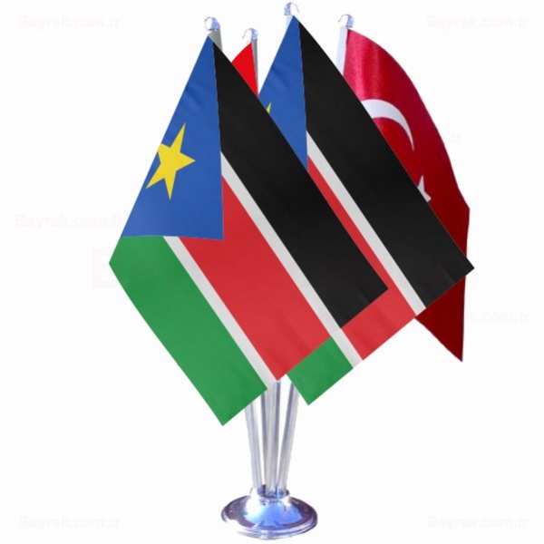 Güney Sudan 4 lü Masa Bayrak