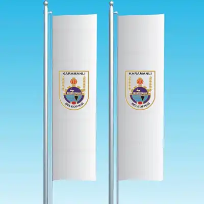 Karamanl Belediyesi Dikey ekilen Bayraklar