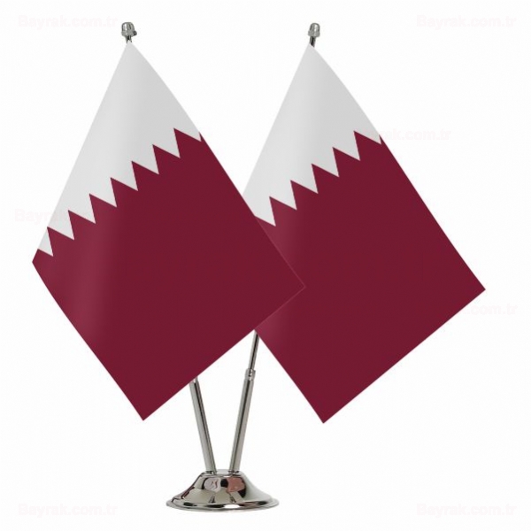 Katar 2 li Masa Bayraklar