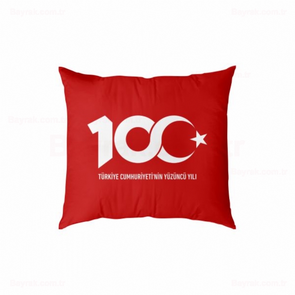 Krmz Trkiye Cumhuryetinin 100.Yl Dijital Baskl Yastk Klf