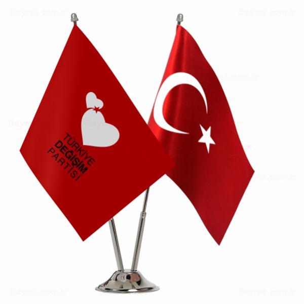 Krmz Trkiye Deiim Partisi 2 li Masa Bayrak