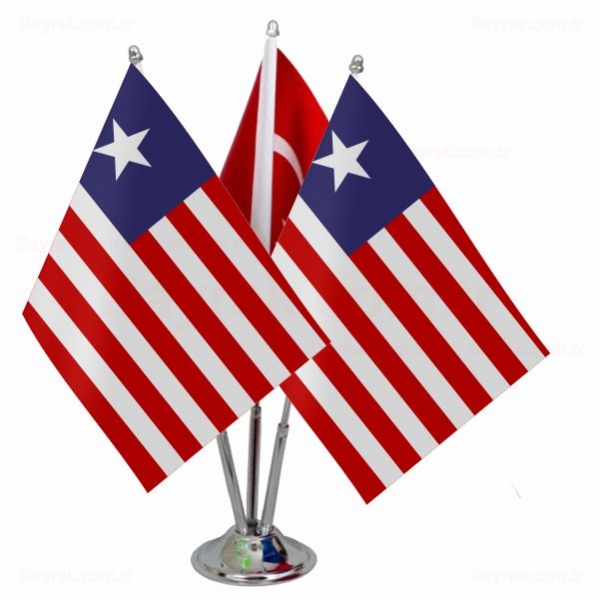 Liberya 3 lü Masa Bayrak