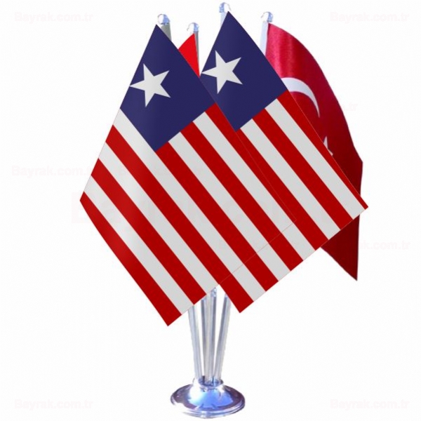 Liberya 4 lü Masa Bayrak