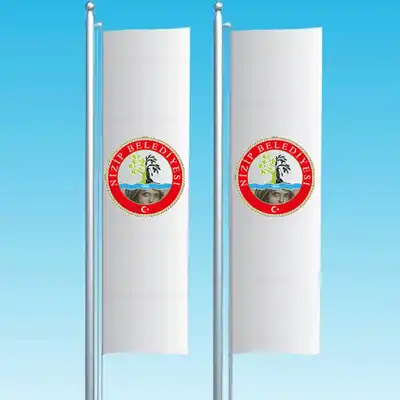 Nizip Belediyesi Dikey Çekilen Bayraklar