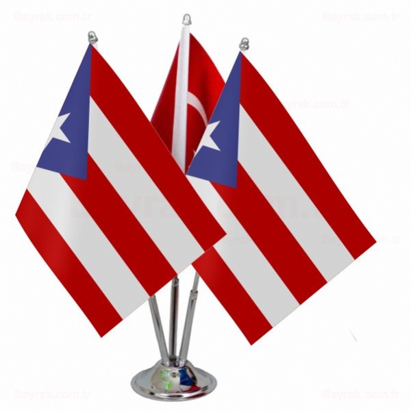 Porto Riko 3 lü Masa Bayrak