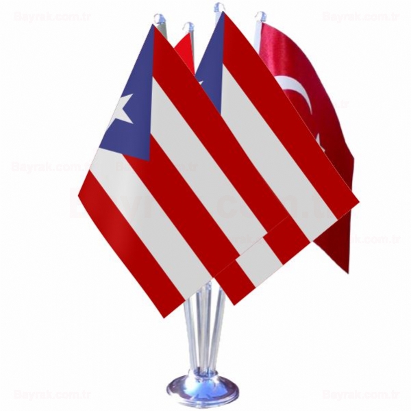 Porto Riko 4 lü Masa Bayrak