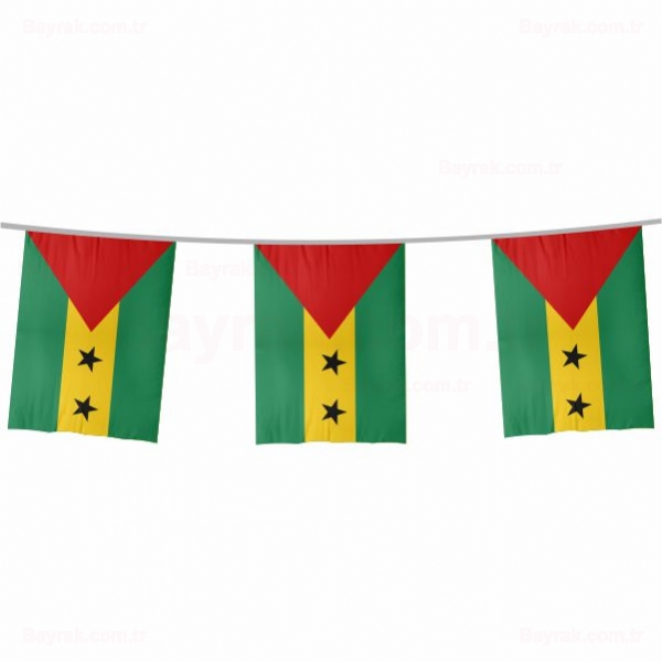 Sao Tome ve Principe İpe Dizili Bayrak