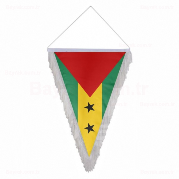 Sao Tome ve Principe Üçgen Saçaklı Bayrak