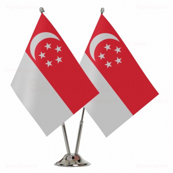 Singapur 2 li Masa Bayraklar