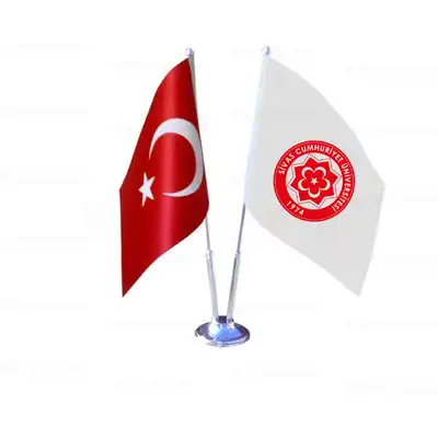 Sivas Cumhuriyet Üniversitesi 2 li Masa Bayrakları
