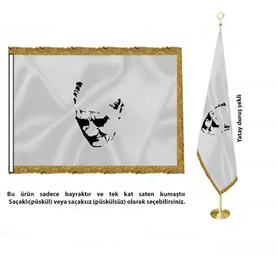 Siyah Atatürk Saten Makam Bayrağı