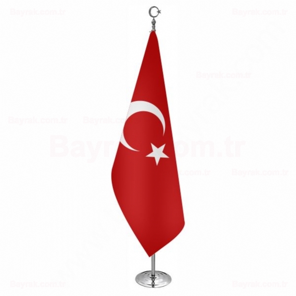 Türk Makam Bayrağı (Krom Direkli)