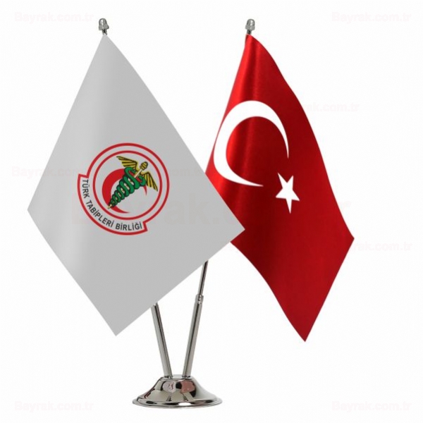 Türk Tabipleri Birliği 2 li Masa Bayrak