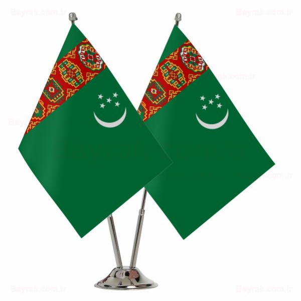 Türkmenistan 2 li Masa Bayrakları