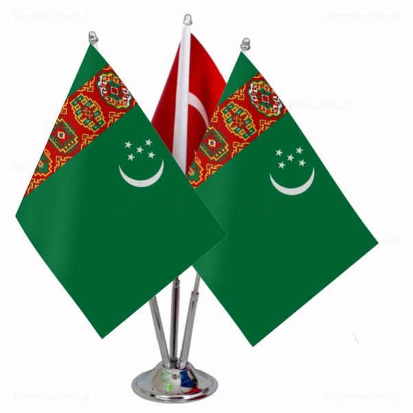 Türkmenistan 3 lü Masa Bayrak