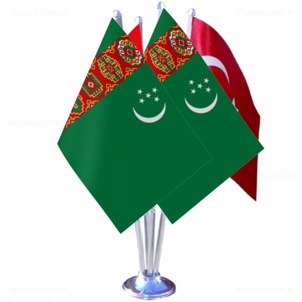 Türkmenistan 4 lü Masa Bayrak