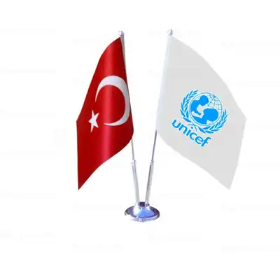 Unicef Türkiye 2 li Masa Bayrakları