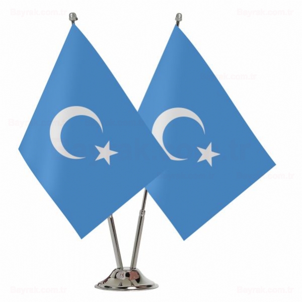 Uygur Trkleri 2 li Masa Bayraklar