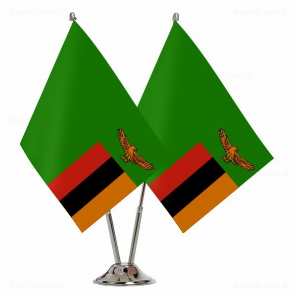 Zambiya 2 li Masa Bayraklar