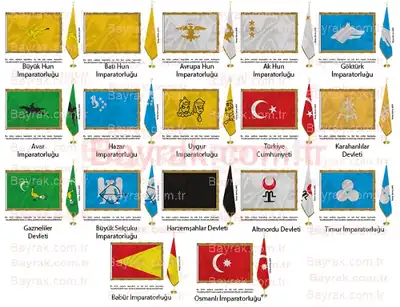 17 li Türk Devlet Saten Makam Bayrakları