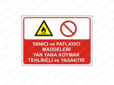 Yanc Ve Parlayc Maddeleri Yanyana Koymak Tehlikeli Ve Yasaktr Levhas